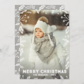 ホワイトクリスマス縁どフォトクリスマスカード シーズンカード (正面/裏面)