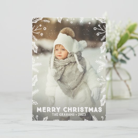 ホワイトクリスマス縁どフォトクリスマスカード シーズンカード (スタンド正面)