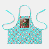 ホワイトクリスマス雪だるまキッズフォトアクア エプロン (正面)