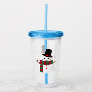 ホワイトクリスマス雪だるま アクリルタンブラー