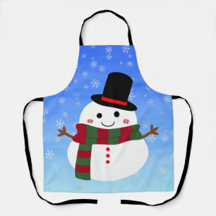 ホワイトクリスマス雪だるま エプロン