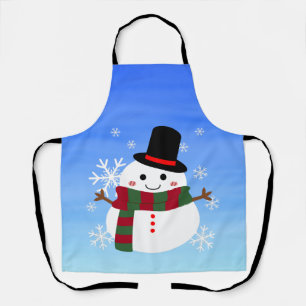 ホワイトクリスマス雪だるま エプロン