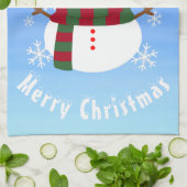 ホワイトクリスマス雪だるま キッチンタオル (折り畳み)