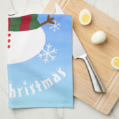 ホワイトクリスマス雪だるま キッチンタオル (四つ折り)