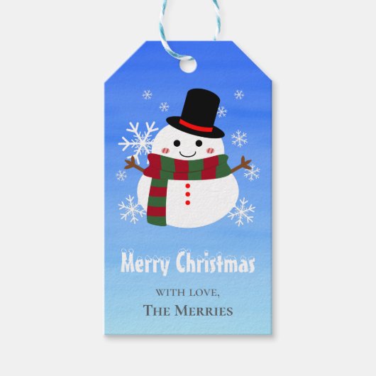 ホワイトクリスマス雪だるま ギフトタグ (正面)