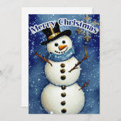 ホワイトクリスマス雪だるま シーズンカード (正面/裏面)
