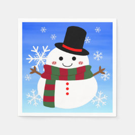 ホワイトクリスマス雪だるま スタンダードカクテルナプキン