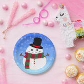 ホワイトクリスマス雪だるま ペーパープレート (パーティー)