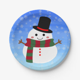 ホワイトクリスマス雪だるま ペーパープレート