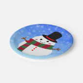 ホワイトクリスマス雪だるま ペーパープレート (アングル)