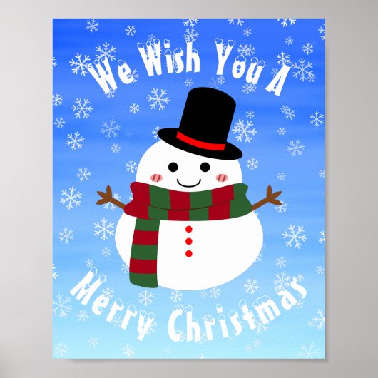 ホワイトクリスマス雪だるま ポスター (正面)