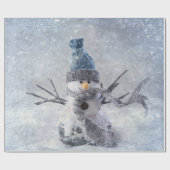 ホワイトクリスマス雪だるま ラッピングペーパー (フラット)