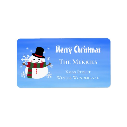 ホワイトクリスマス雪だるま ラベル (正面)