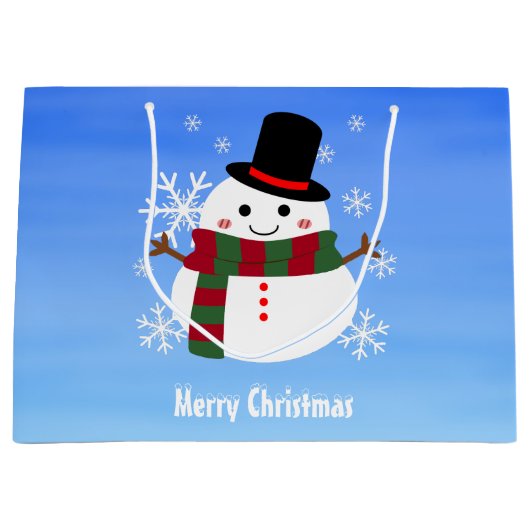 ホワイトクリスマス雪だるま ラージペーパーバッグ (正面)