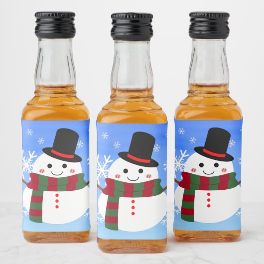 ホワイトクリスマス雪だるま リキュールボトルラベル (ボトル)