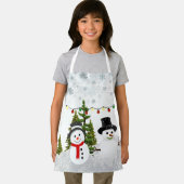 ホワイトクリスマス雪だるま/雪のシーン子供へ エプロン (インサイチュ)