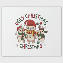 ホワイトクリスマス ; アグリークリスマス ラッピングペーパー