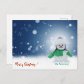 ホワイトクリスマス ユーモアのある雪だるまのクリスマスカード シーズンポストカード (正面/裏面)