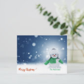 ホワイトクリスマス ユーモア雪だるま クリスマスホリデーカード シーズンポストカード (スタンド正面)