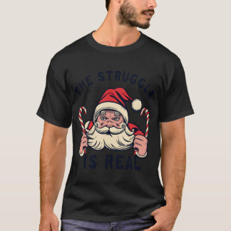 ホワイトクリスマス "HE STRUGGLE IS REAL" レトロ Tシャツ