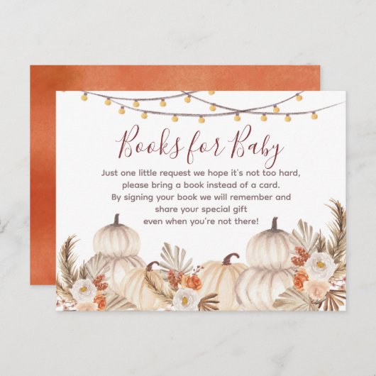 ホワイトクリームカボチャのフローラブックベビー インビテーションポストカード (正面/裏面)