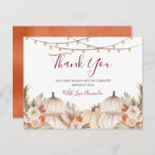 ホワイトクリームカボチャフローラブライダル&ベビーシャワー サンキューカード (正面/裏面)