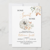 ホワイトクリームカボチャフローラ引っ越し祝いパーティーパーティー 招待状 (正面)