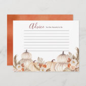 ホワイトクリームカボチャ素朴フローラアドバイスカード エンクロージャーカード (正面/裏面)