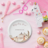 ホワイトクリームカボチャ素朴フローラパーティー紙 ペーパープレート (パーティー)