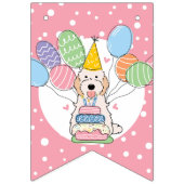 ホワイトクリームコックポカバポウドッグバースデーパーティー バンティングフラッグ (第1の旗)