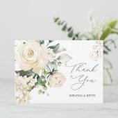ホワイトクリームバラあじさい結婚さんありがとう サンキューカード (スタンド正面)