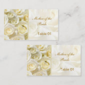 ホワイトクリームバラテーブル座席表名刺 プレイスカード (正面/裏面)