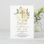 ホワイトクリームバラバプテスマ招待状 招待状 (スタンド正面)