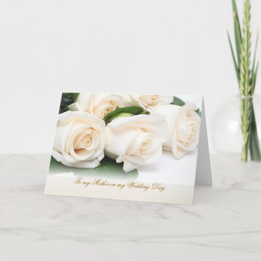 ホワイトクリームバラ。お母さんありがとう結婚。 サンキューカード (正面)