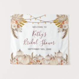 ホワイトクリームパンプキン ブライダルシャワーサイン タペストリー