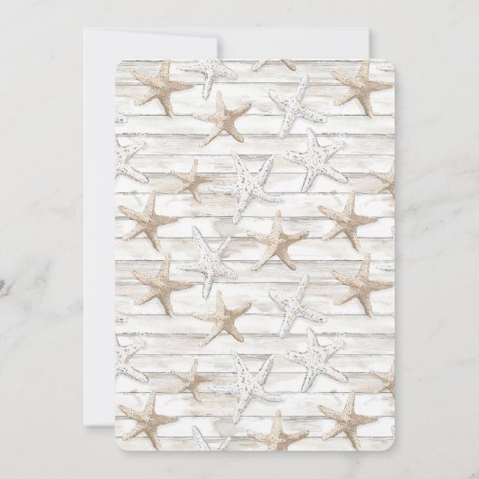 ホワイトクリームヒトデビーチ結婚式 招待状 (裏面)