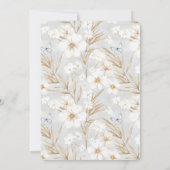 ホワイトクリームフラワーズブルー蝶ブライダルシャワー 招待状 (裏面)