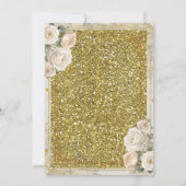 ホワイトクリームフラワーズ金ゴールドかわいいボーイプリメラコンニオン 招待状 (裏面)