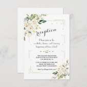 ホワイトクリームフローラゴールデンウェディングレセプション エンクロージャーカード (正面/裏面)