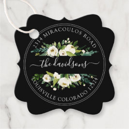 ホワイトクリームフローラ差出人住所封筒用シール フェイバータグ