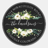 ホワイトクリームフローラ差出人住所封筒用シール ラウンドシール (正面)