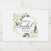 ホワイトクリームフローラ幾何ブライダルシャワー スパークリングワインラベル (シングルラベル)