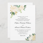 ホワイトクリームフローラ | 3親の結婚値 招待状 (正面/裏面)
