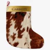 ホワイトクリームブラウン南西コウィド名 ラージクリスマスストッキング (正面)