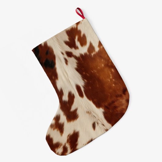 ホワイトクリームブラウン南西コウィド名 ラージクリスマスストッキング (裏面 (吊り時))