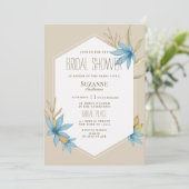 ホワイトクリームブルーテラリウム花ブライダルシャワー 招待状 (スタンド正面)