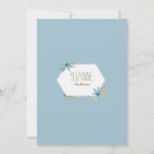 ホワイトクリームブルーテラリウム花ブライダルシャワー 招待状 (裏面)