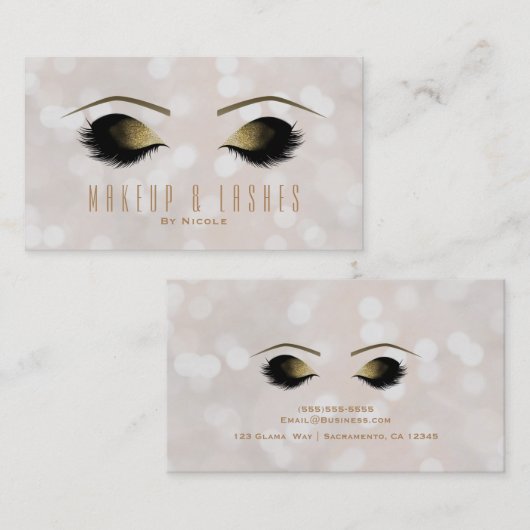 ホワイトクリームライトメイクアップまつげ美しいスパ 名刺 (正面/裏面)