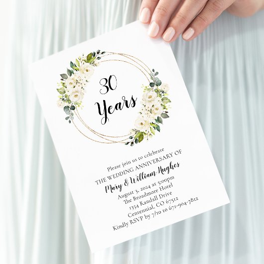 ホワイトクリーム結婚フローラ記念日 招待状