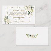 ホワイトクリーム花金ゴールド赤ちゃんシャワー本を持って来る エンクロージャーカード (正面/裏面)